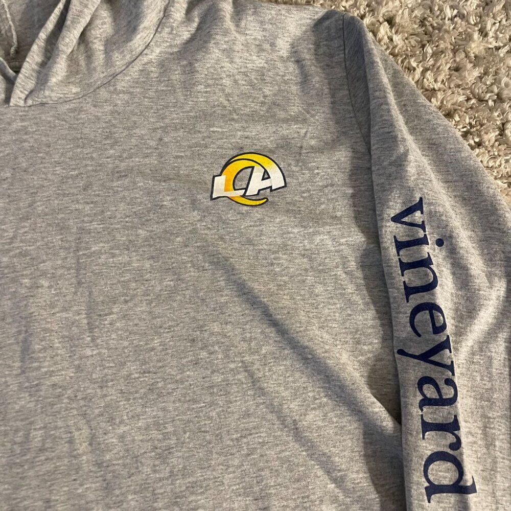Vineyard Vines x LA Rams XL Heather Gray Long Sleeve Tee NFL Logo Sleeve Print - Picture 2 of 6